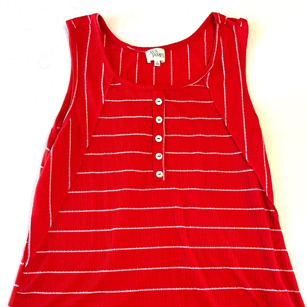 AVA JAMES RED/WHITE STRIPED TANK